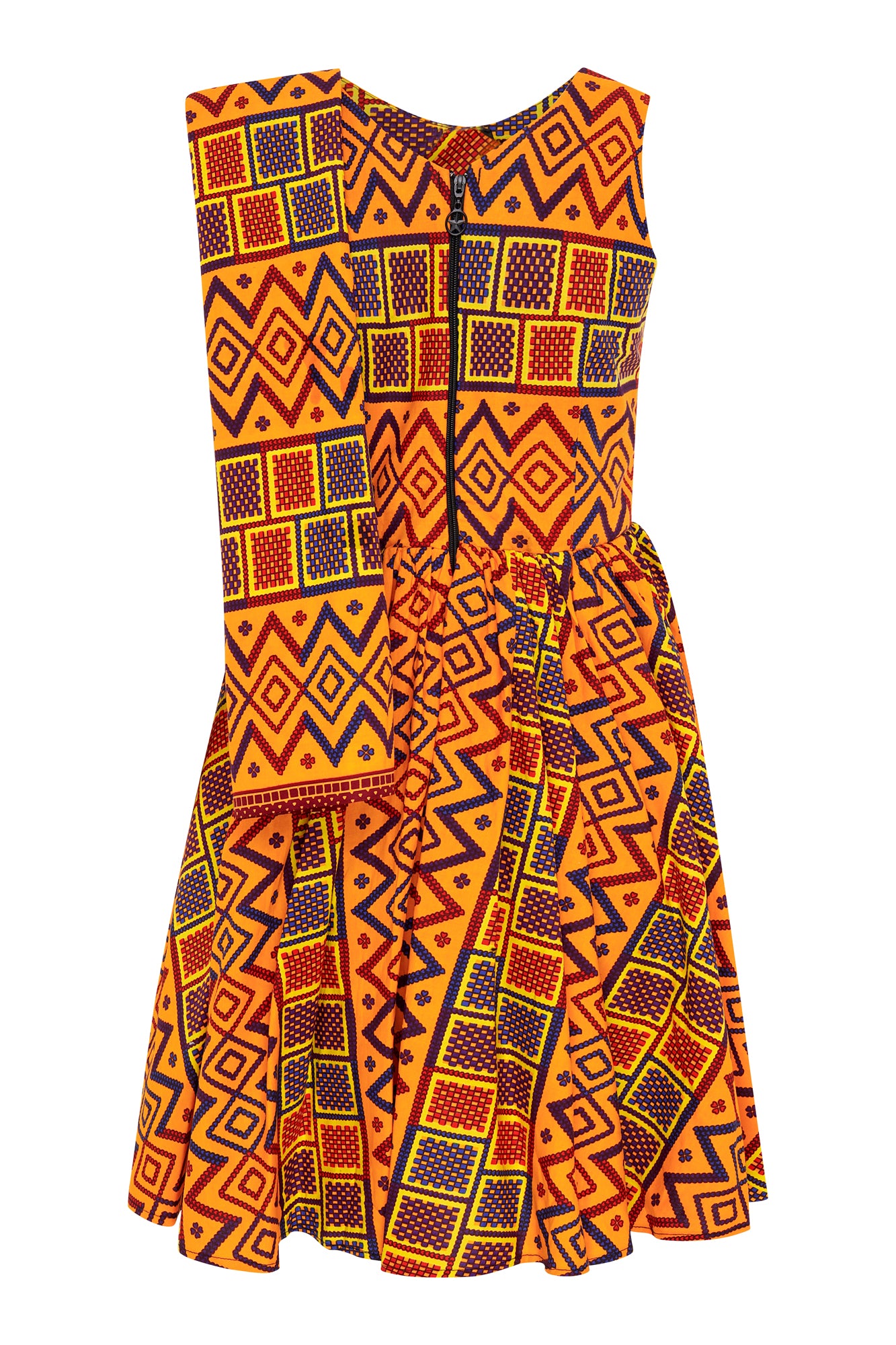 Elegant Sleeveless African Wax Print Midi Dress