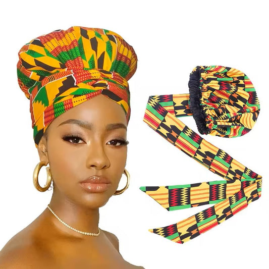 Traditional African Print Hair Bonnet