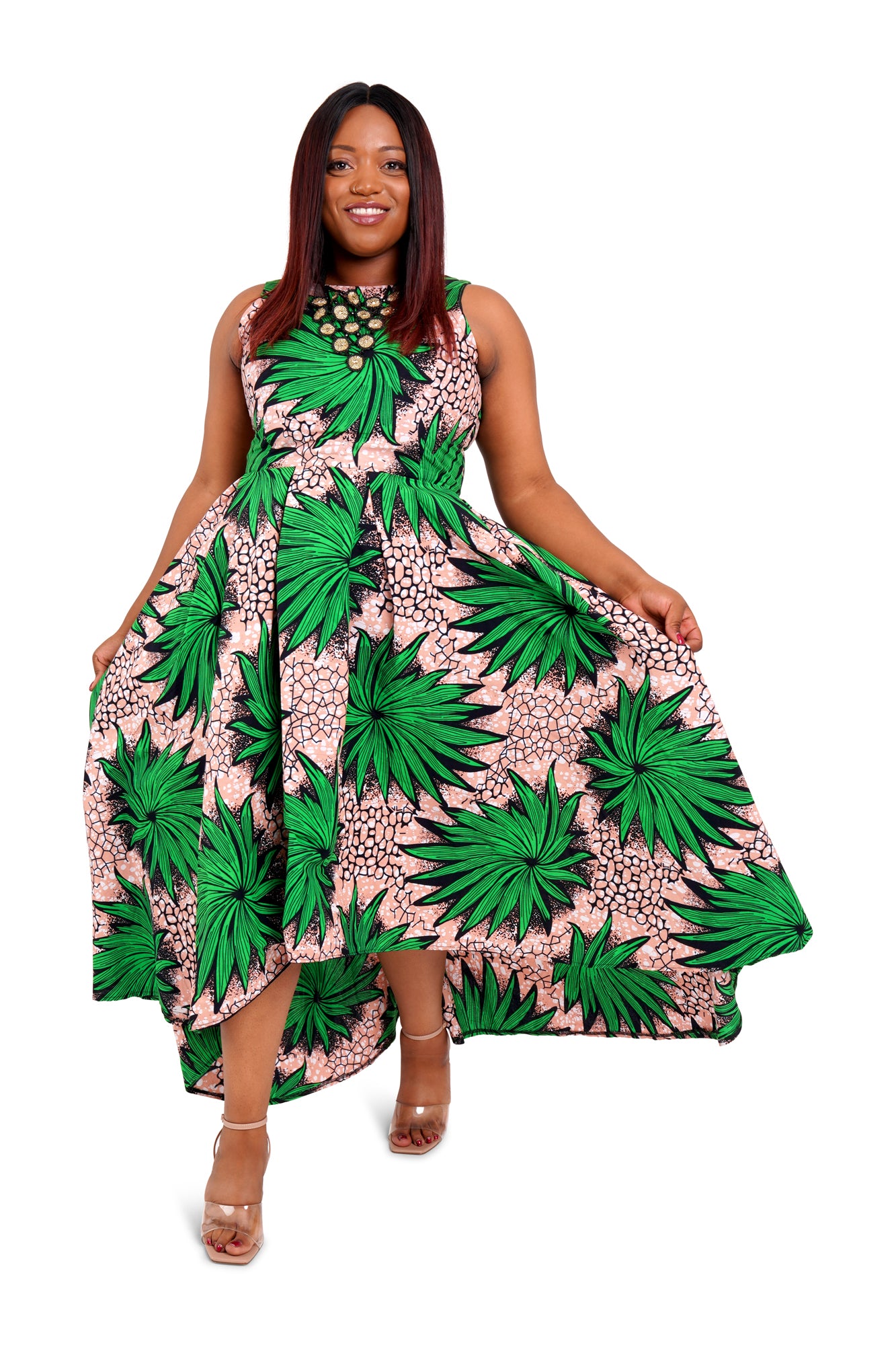 High-Low Hem African Wax Print Dress