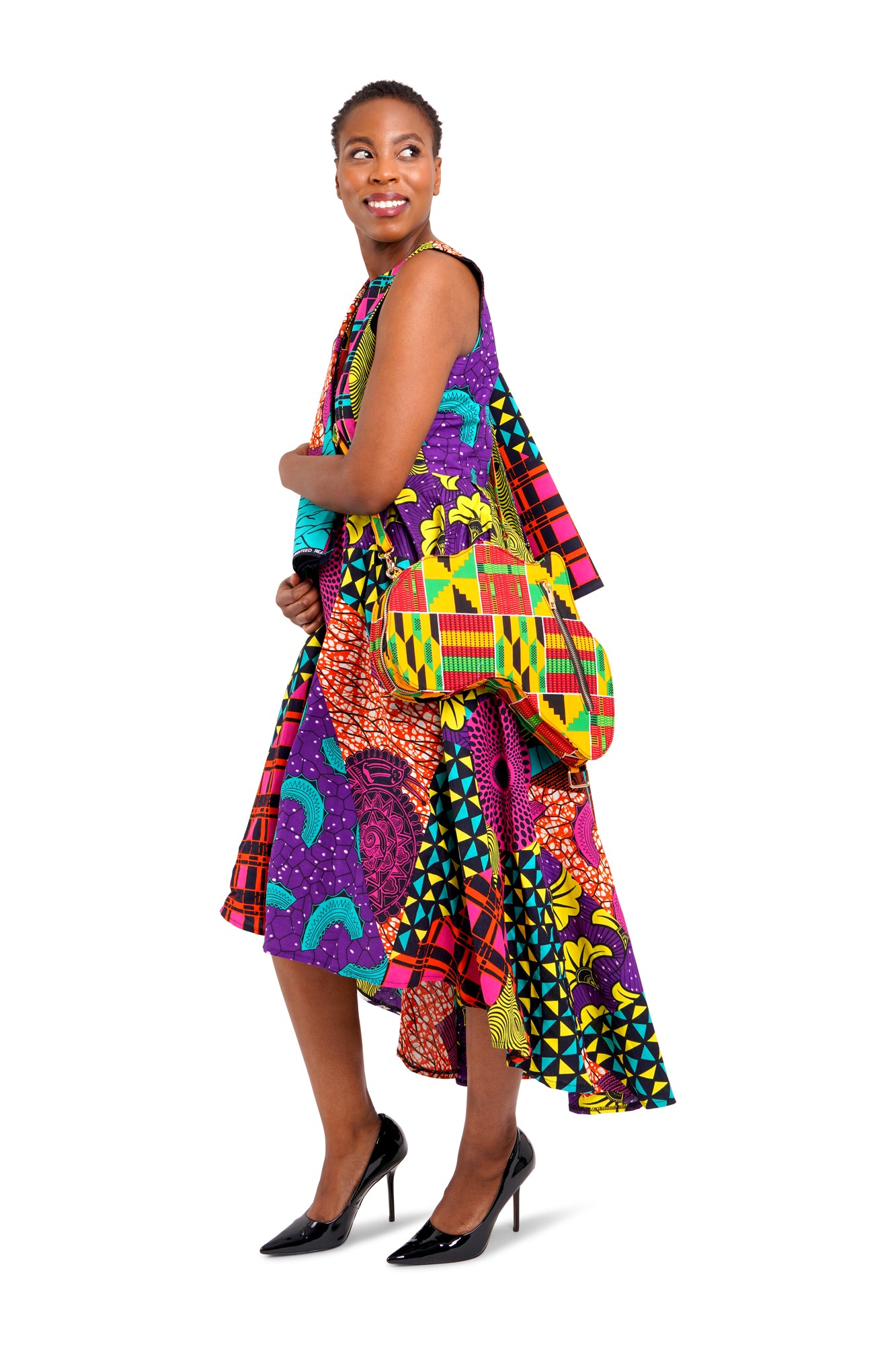 High-Low Hem African Wax Print Dress