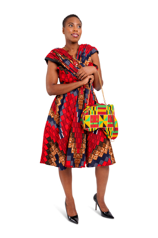 African Wax Print Midi Dress