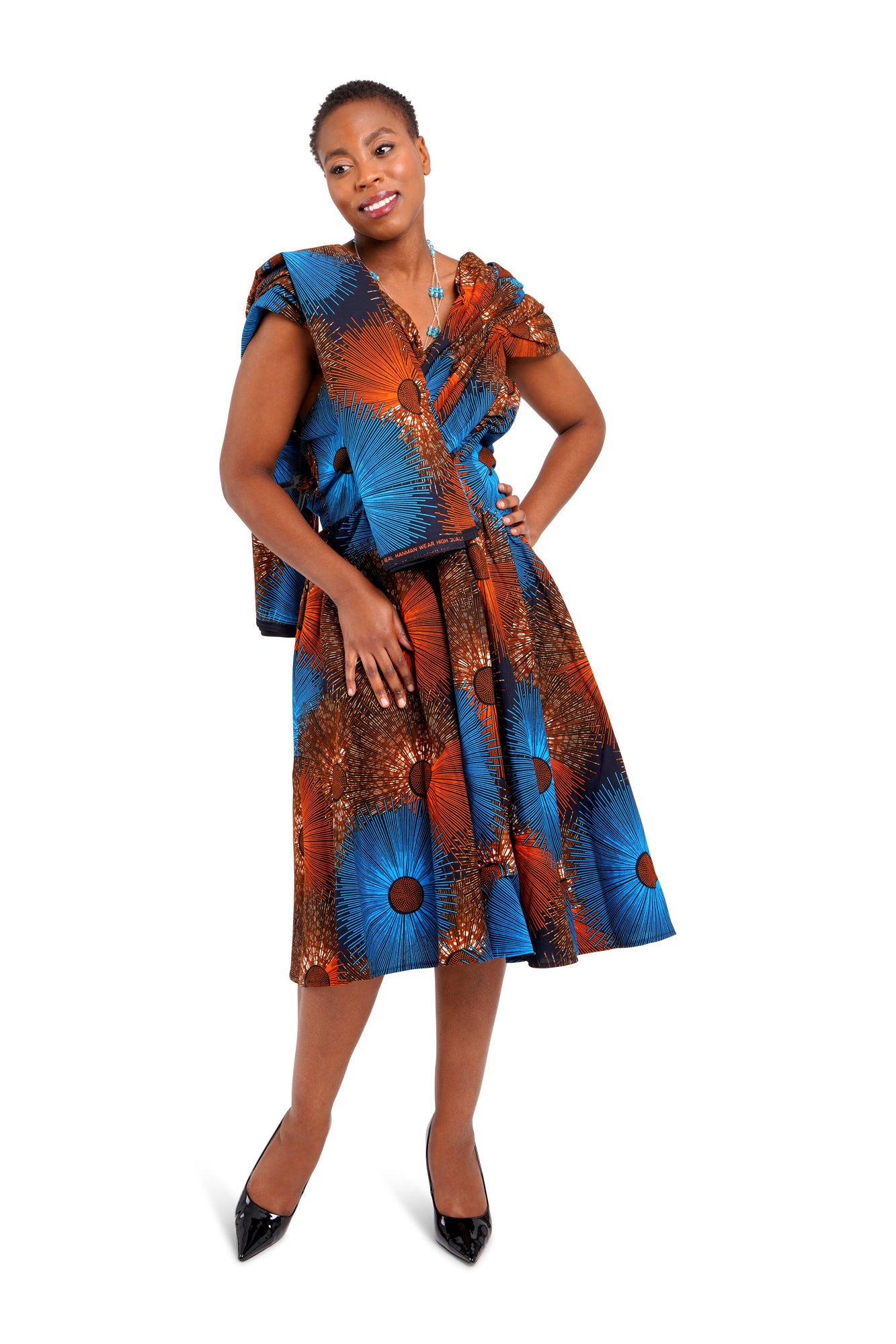 African Wax Print Midi Dress