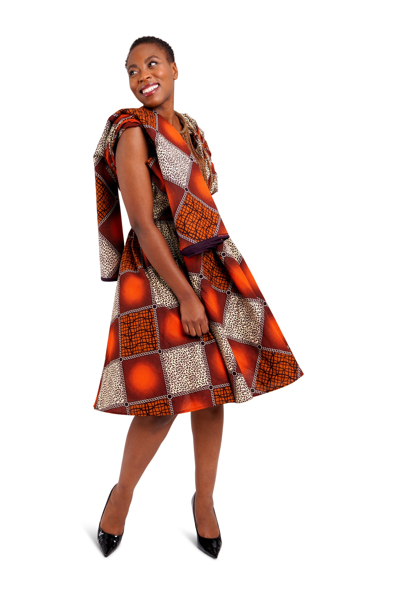 African Wax Print Midi Dress