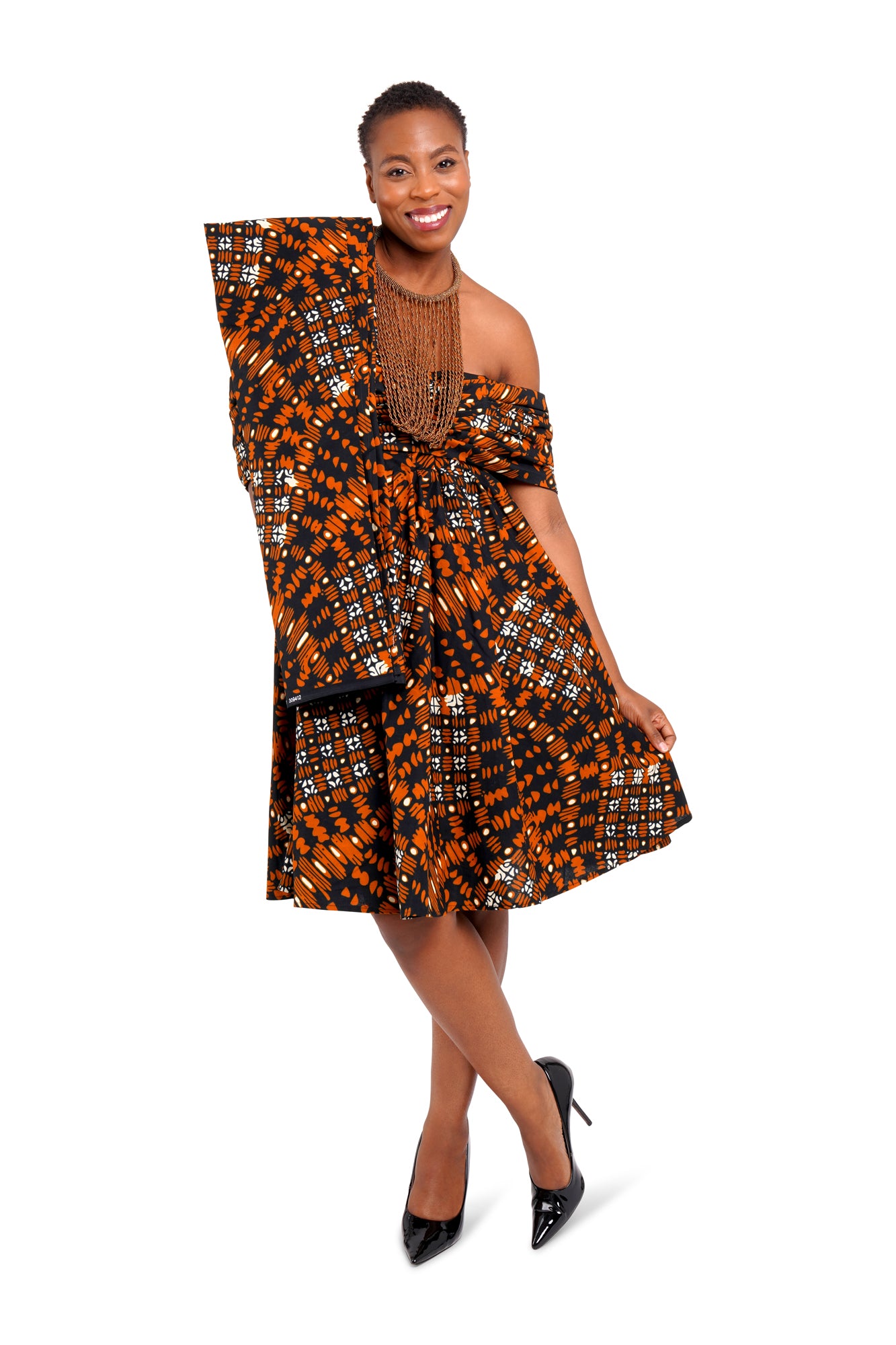 African Wax Print Midi Dress