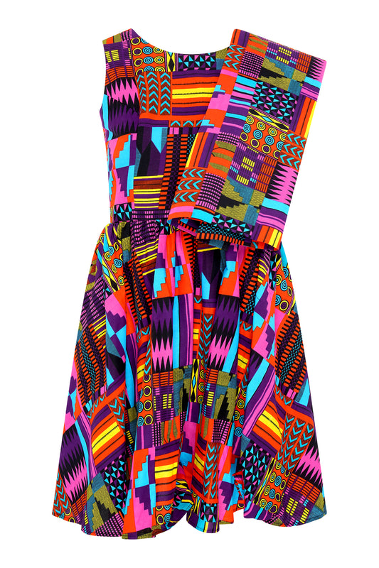 Elegant Sleeveless African Wax Print Midi Dress