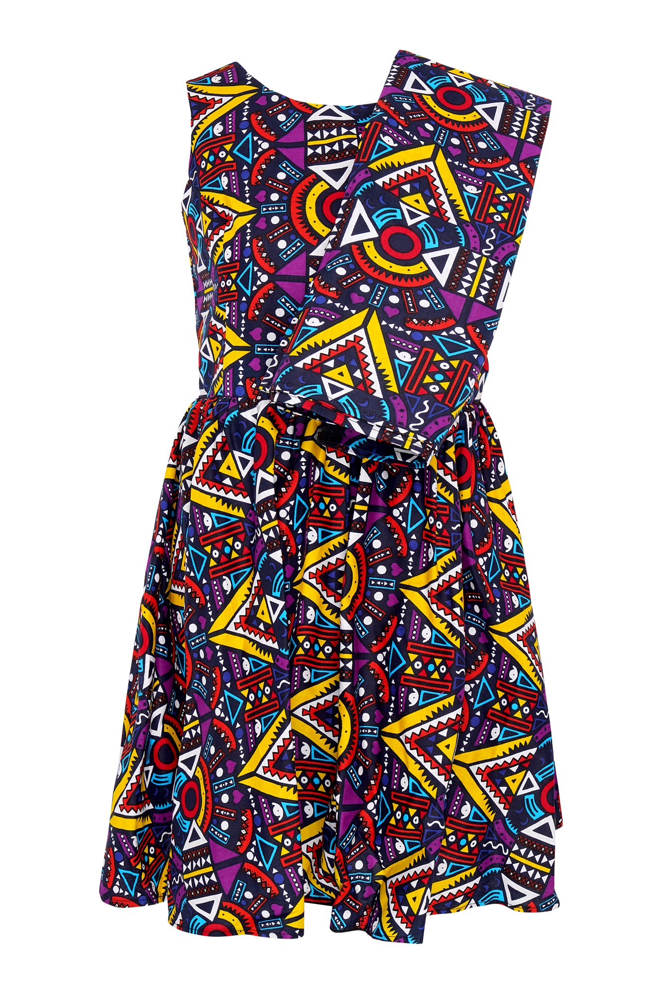 Elegant Sleeveless African Wax Print Midi Dress