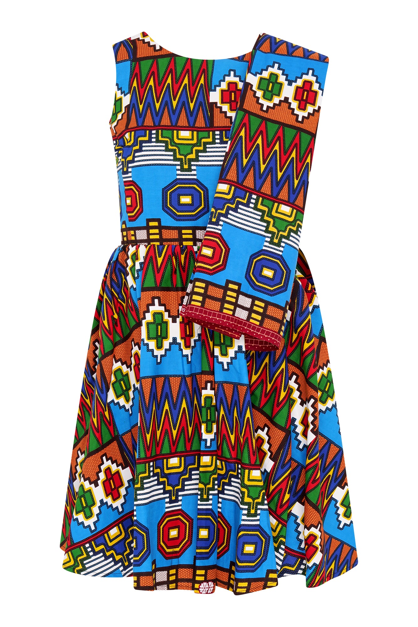 Elegant Sleeveless African Wax Print Midi Dress