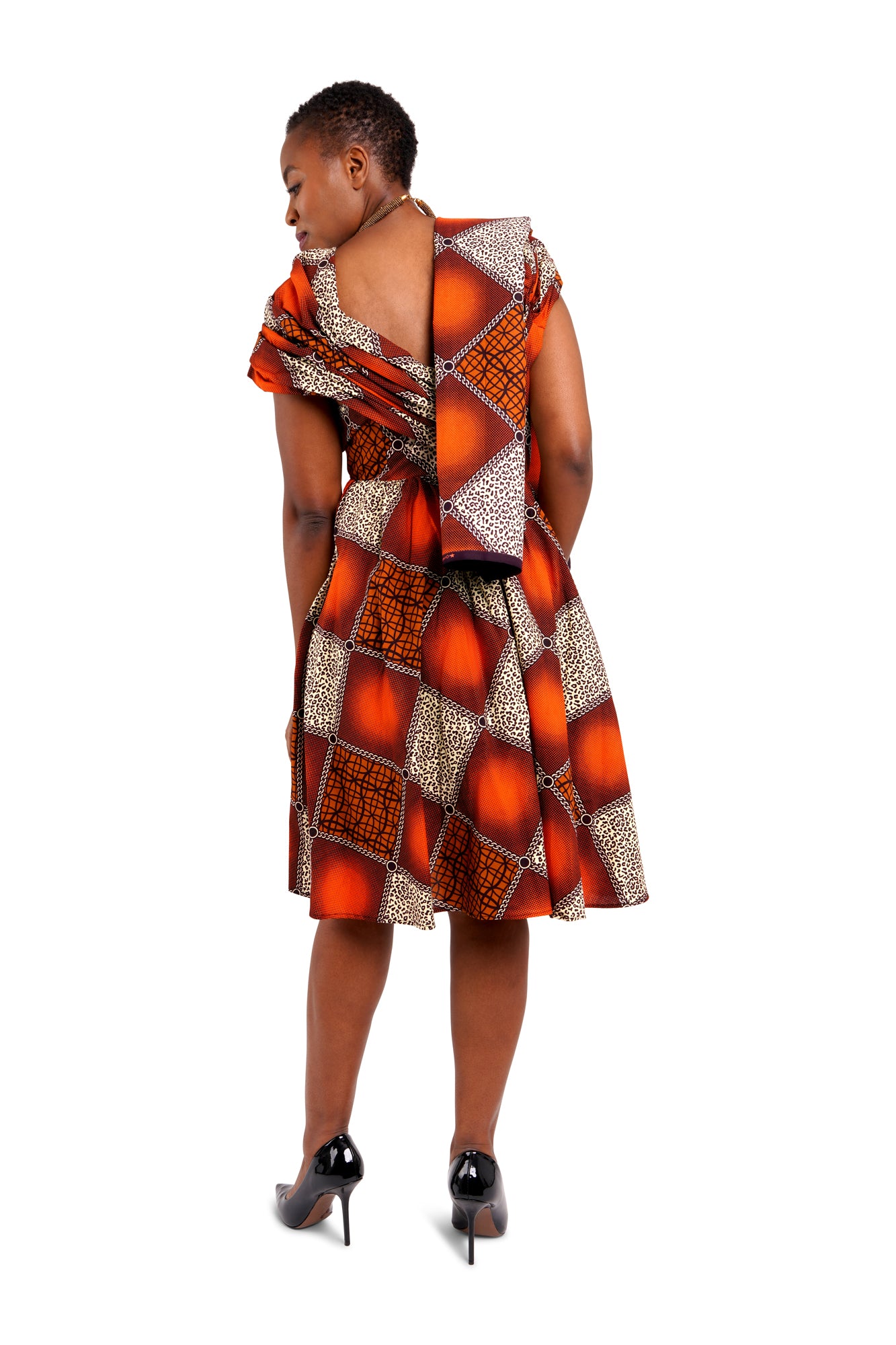 African Wax Print Midi Dress