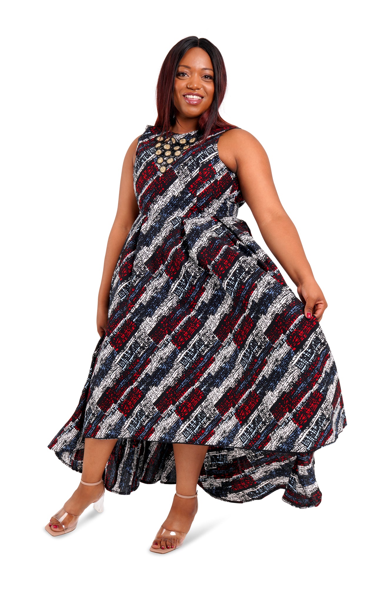 High-Low Hem African Wax Print Dress