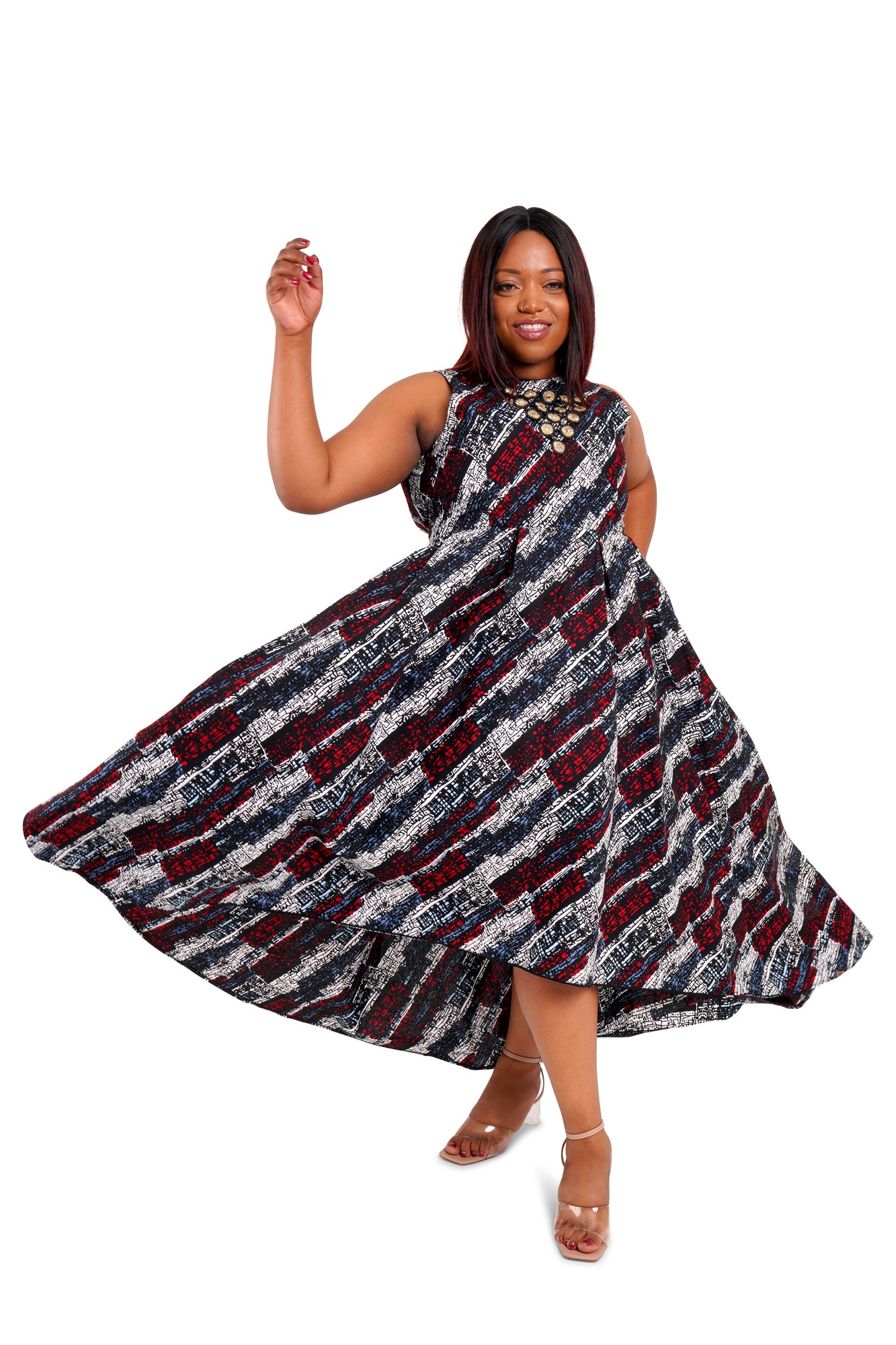 High-Low Hem African Wax Print Dress