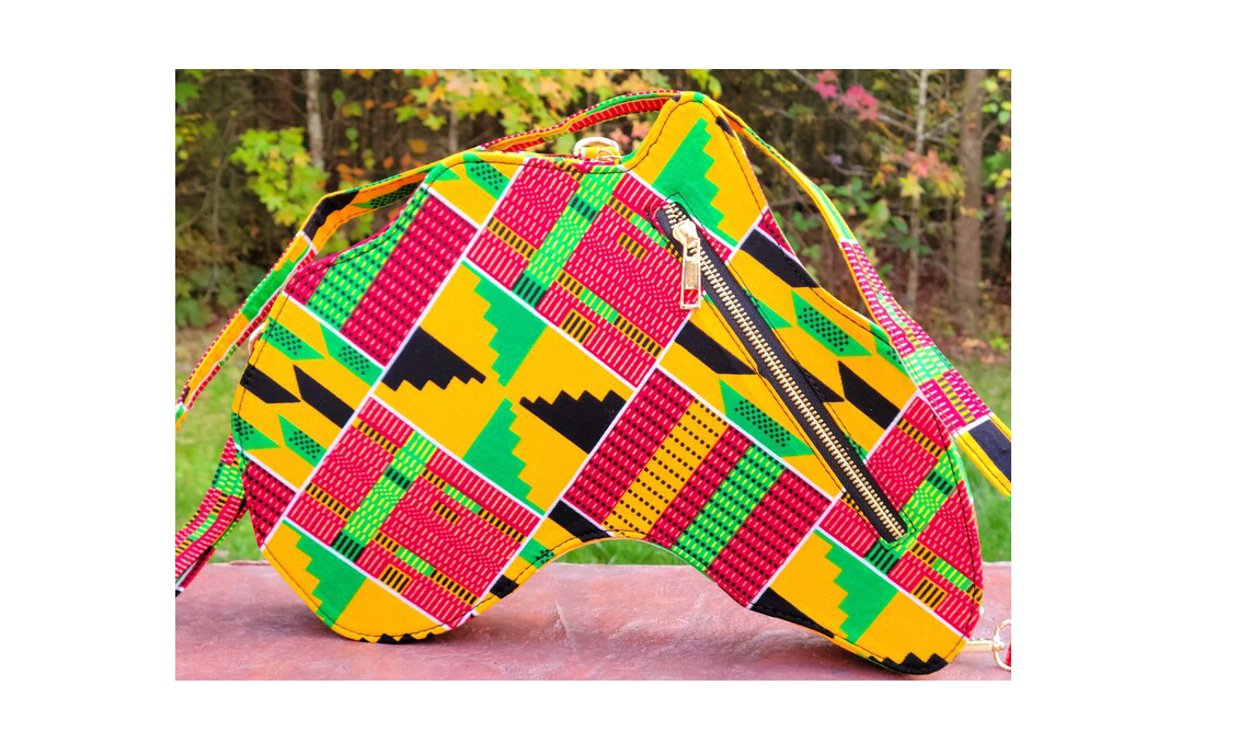 Africa Shaped Kente Fashion Bag