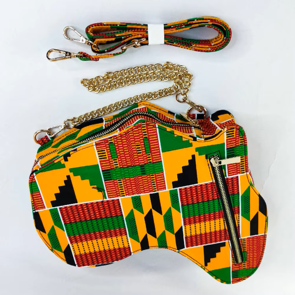 Africa Shaped Kente Fashion Bag