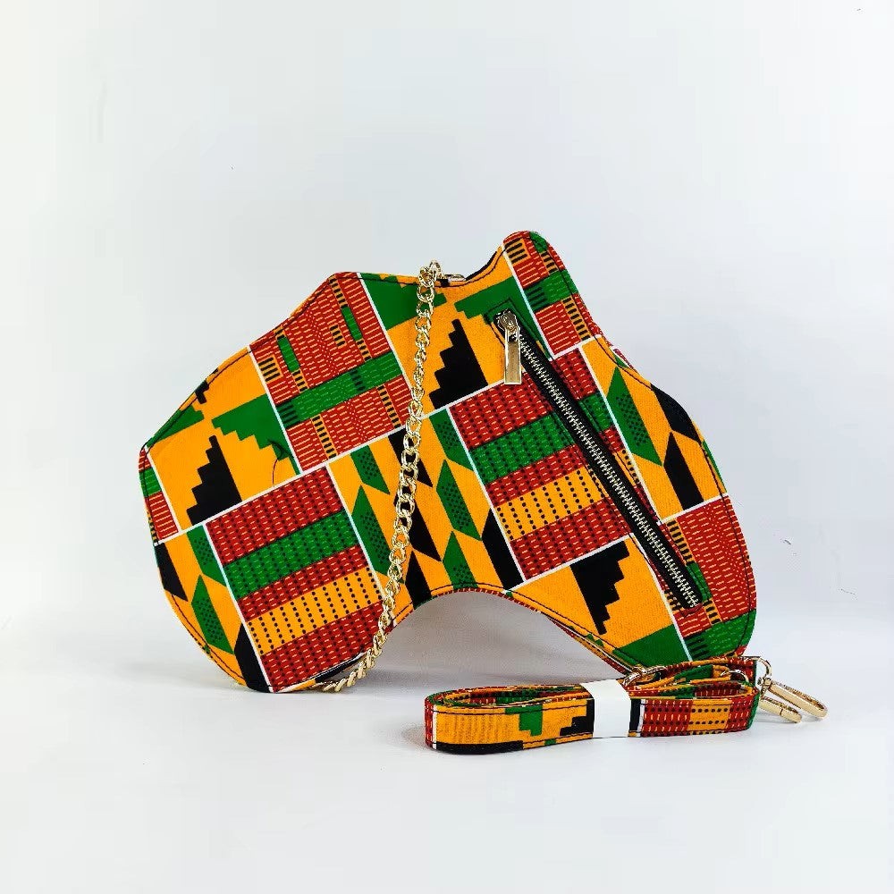 Africa Shaped Kente Fashion Bag